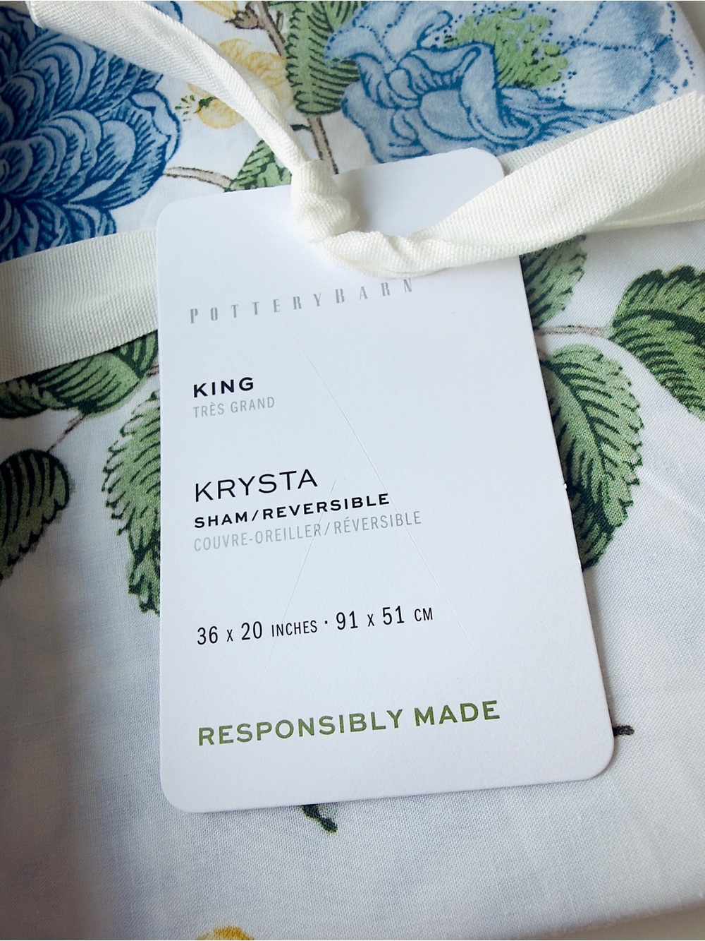 Pottery Barn K/CK Krysta Floral Reversible Percale Duvet Cover, King Shams, NWT - Picture 6 of 9